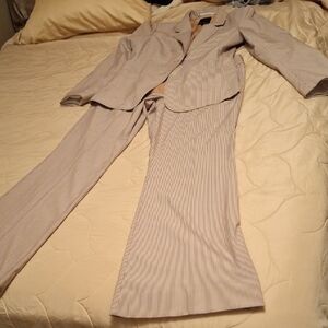 The Limited Beige Pinstripe Suit